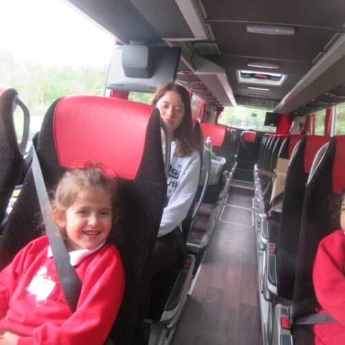 students on a coach